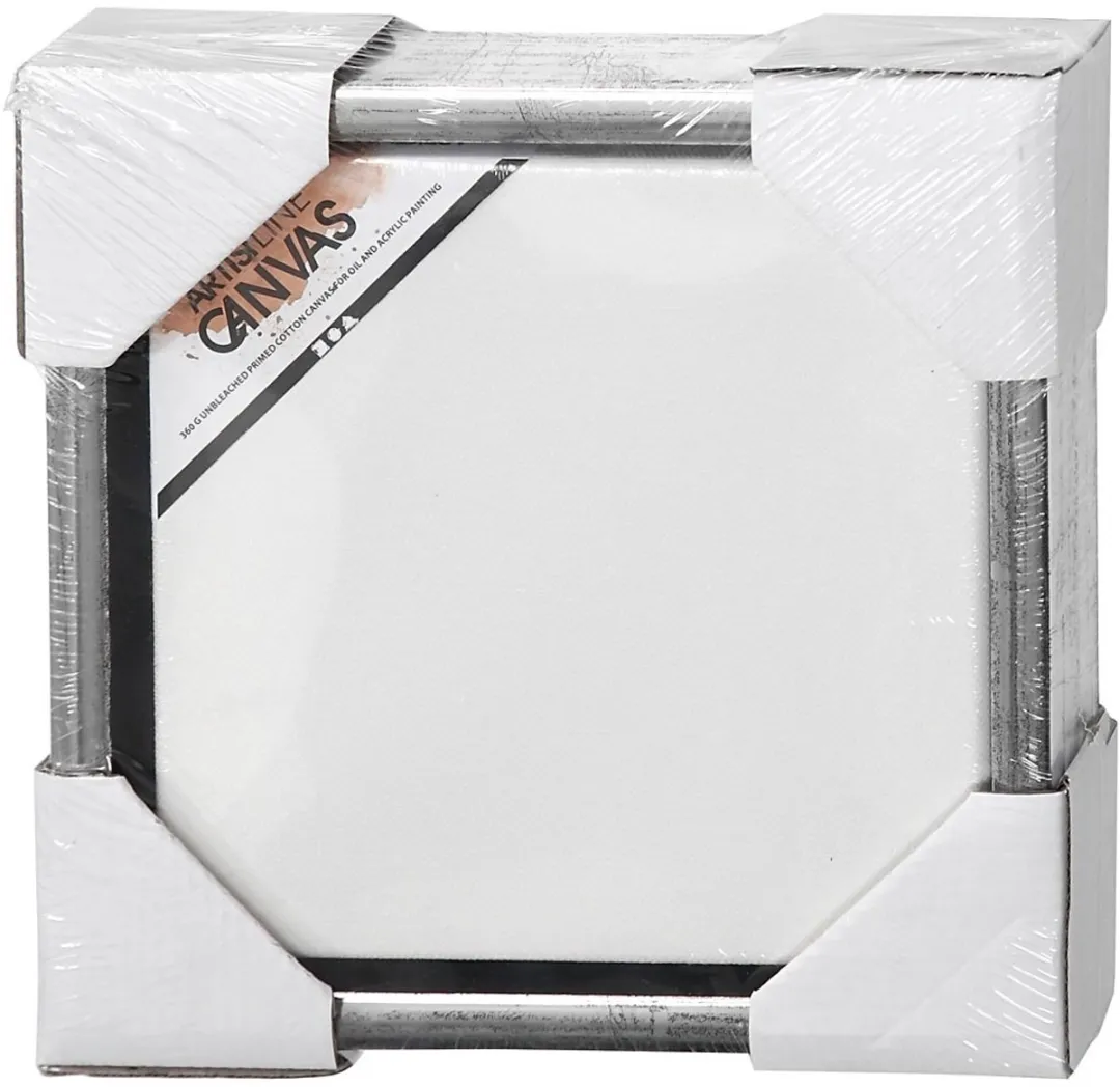 Creativ Company ArtistLine Canvas 20x20cm - 6 Stuks - Wit/Zilver