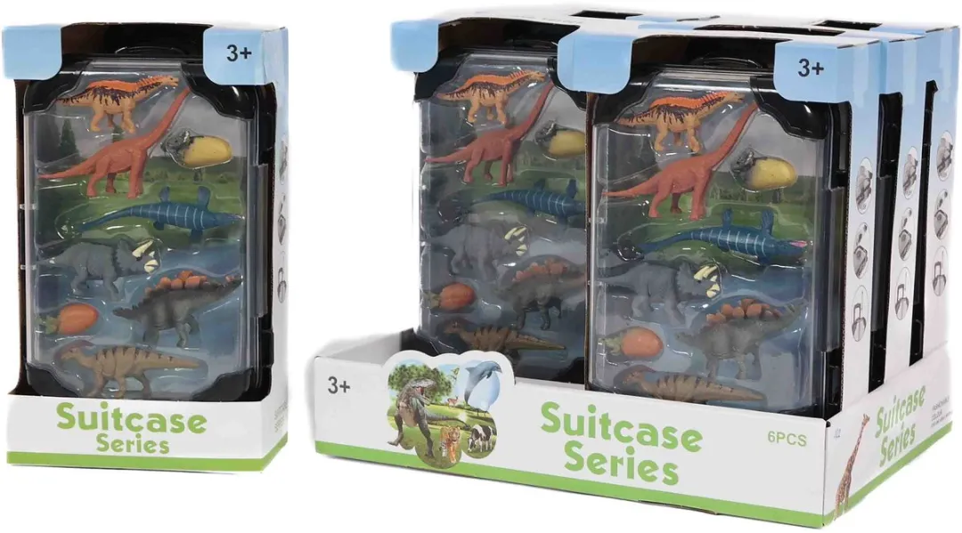 PIA Soft Toys Dinosaurus Kofferspeelset - 13x7x22,5cm - Multicolor
