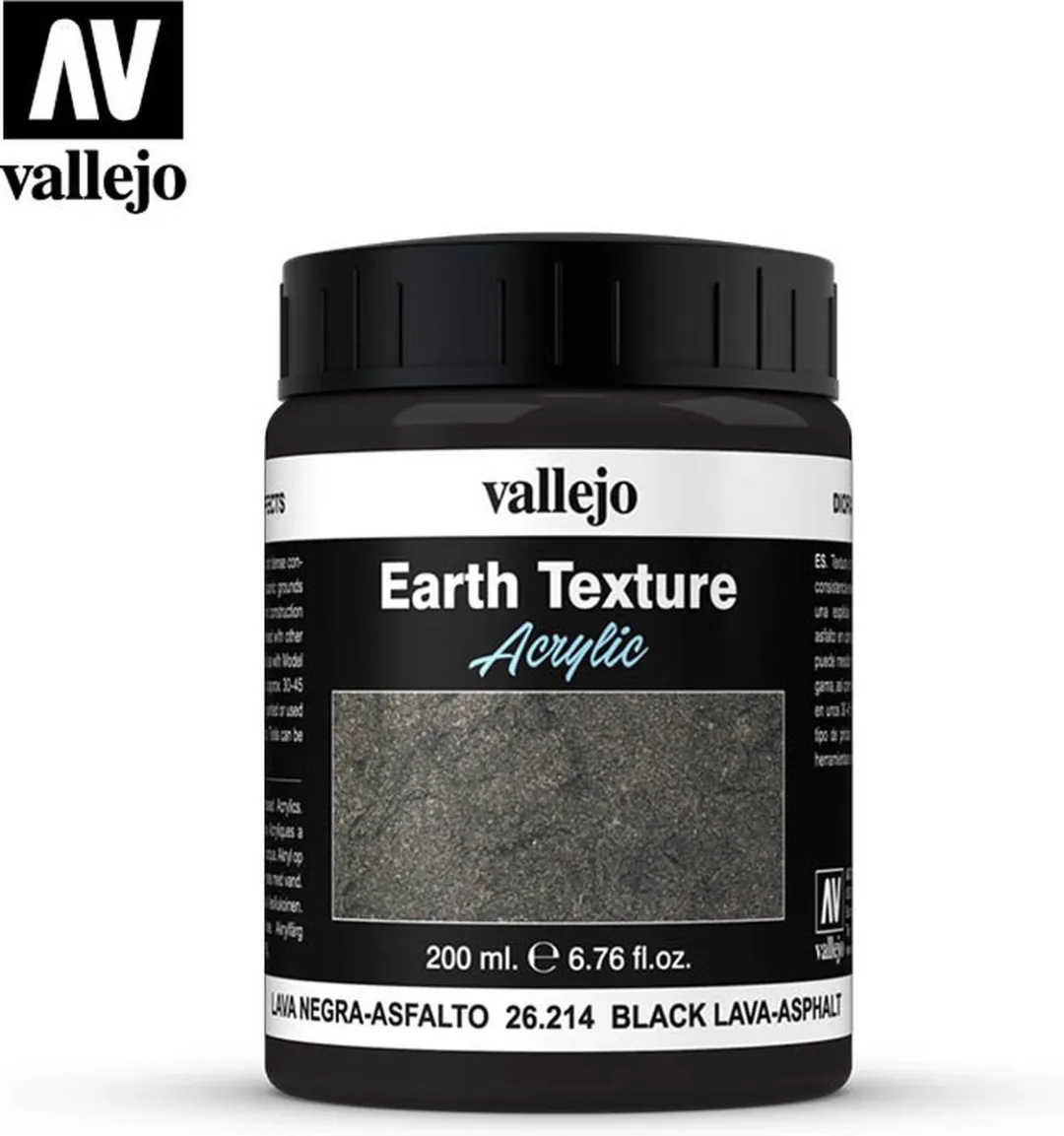 Vallejo Earth Textures 214 Effectenpotje 200ml - Zwarte Lava-Asfalt