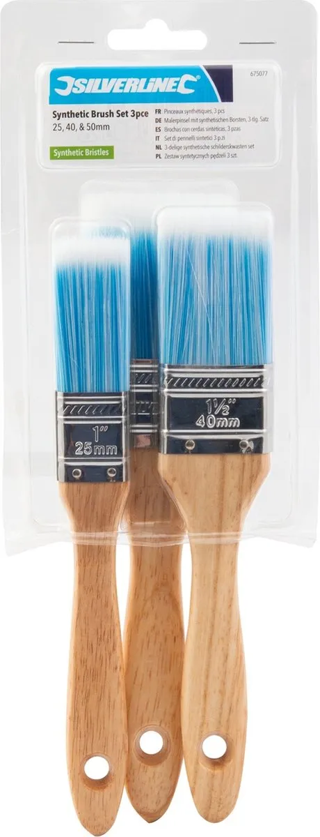 Silverline Synthetische Schilderskwasten Set 3-delig - 25/40/50mm
