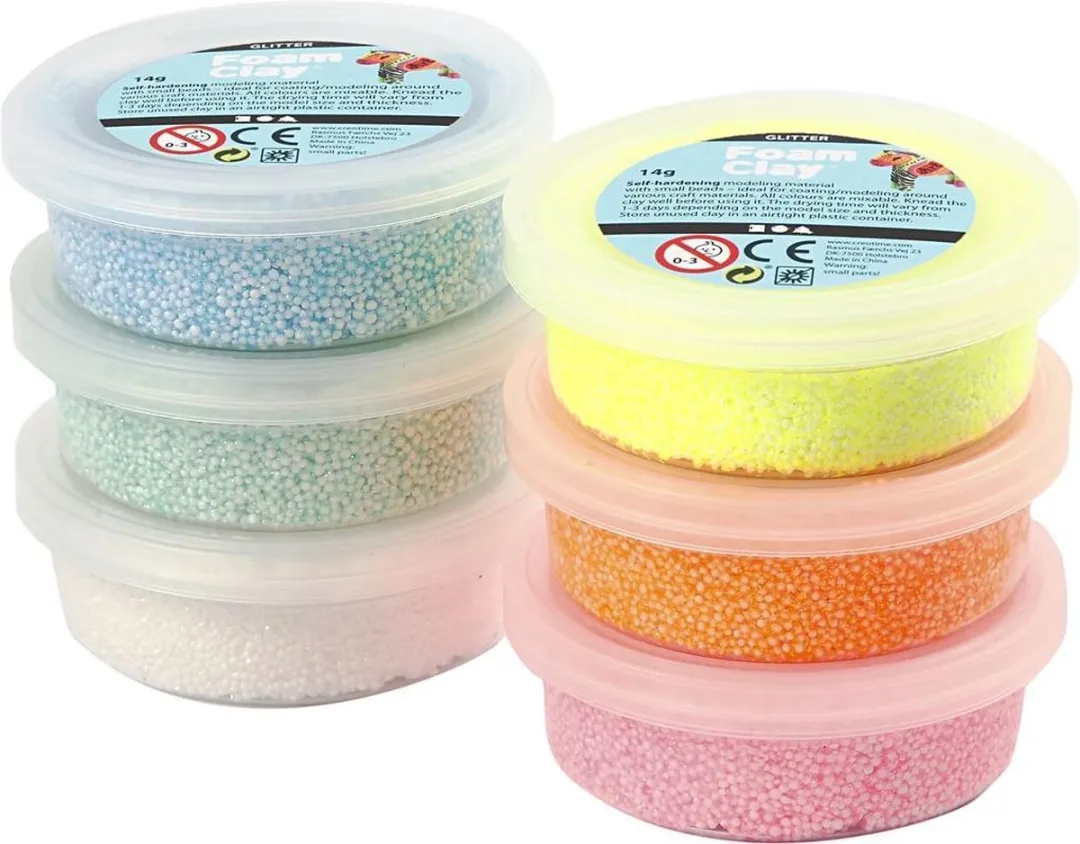 Foam Clay Glitter Pastel 6 Doosjes