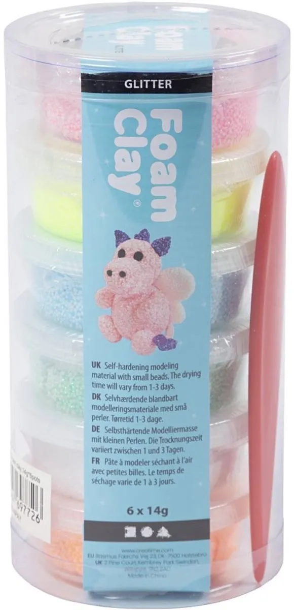 Foam Clay Glitter Pastel 6 Doosjes - 14g