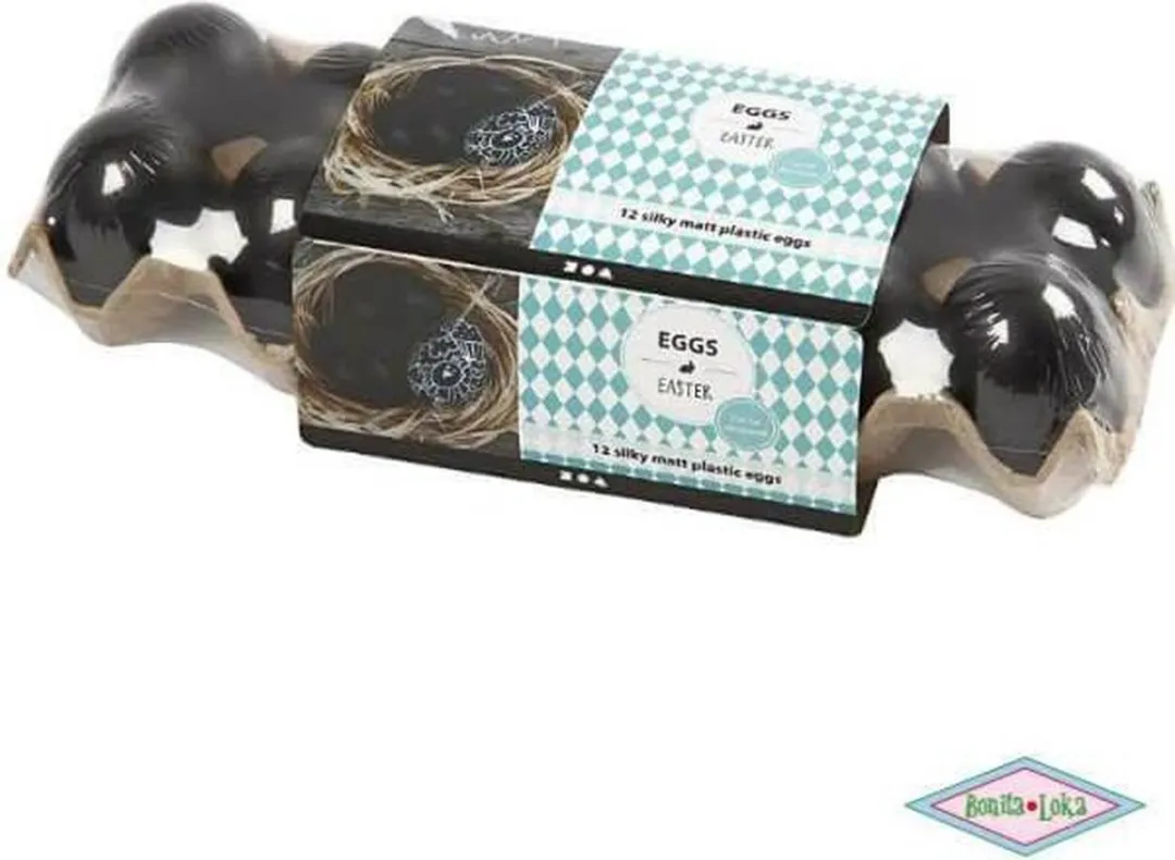 Creativ Company Plastic Eieren 6cm - 12 Stuks Zwart
