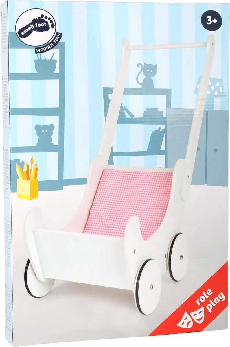 Base Toys Houten Poppenwagen Wit - 4020972028648