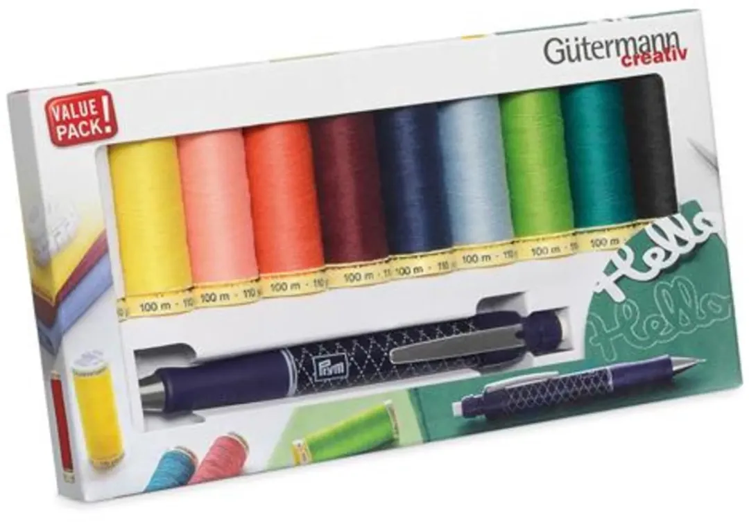 Gutermann Allesnaaigarenset met vulpotlood - 10 Kleuren