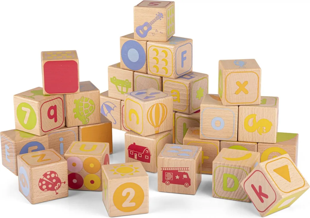 New Classic Toys Houten ABC Blokken Set 30 Stuks