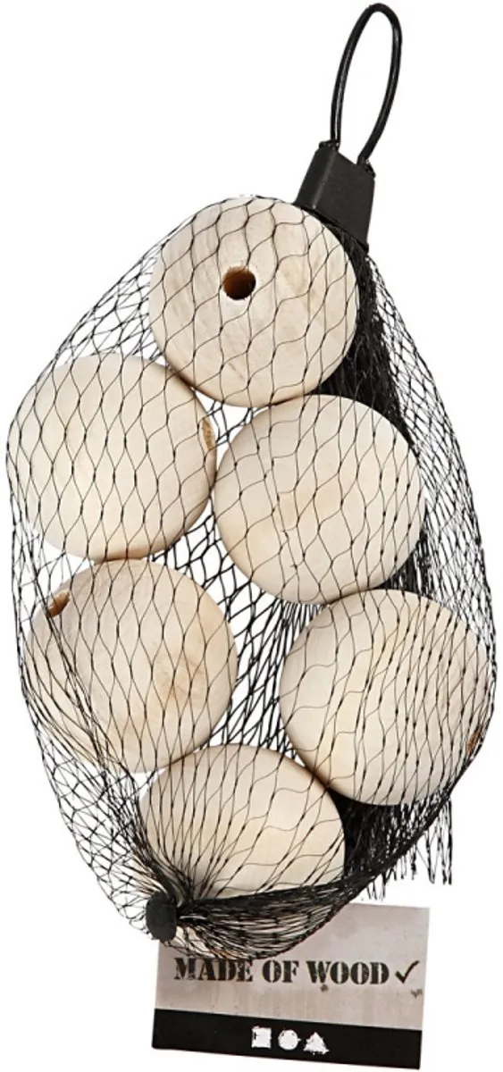 Creativ Company Houten Kralen 40mm - Naturel - 6 Stuks