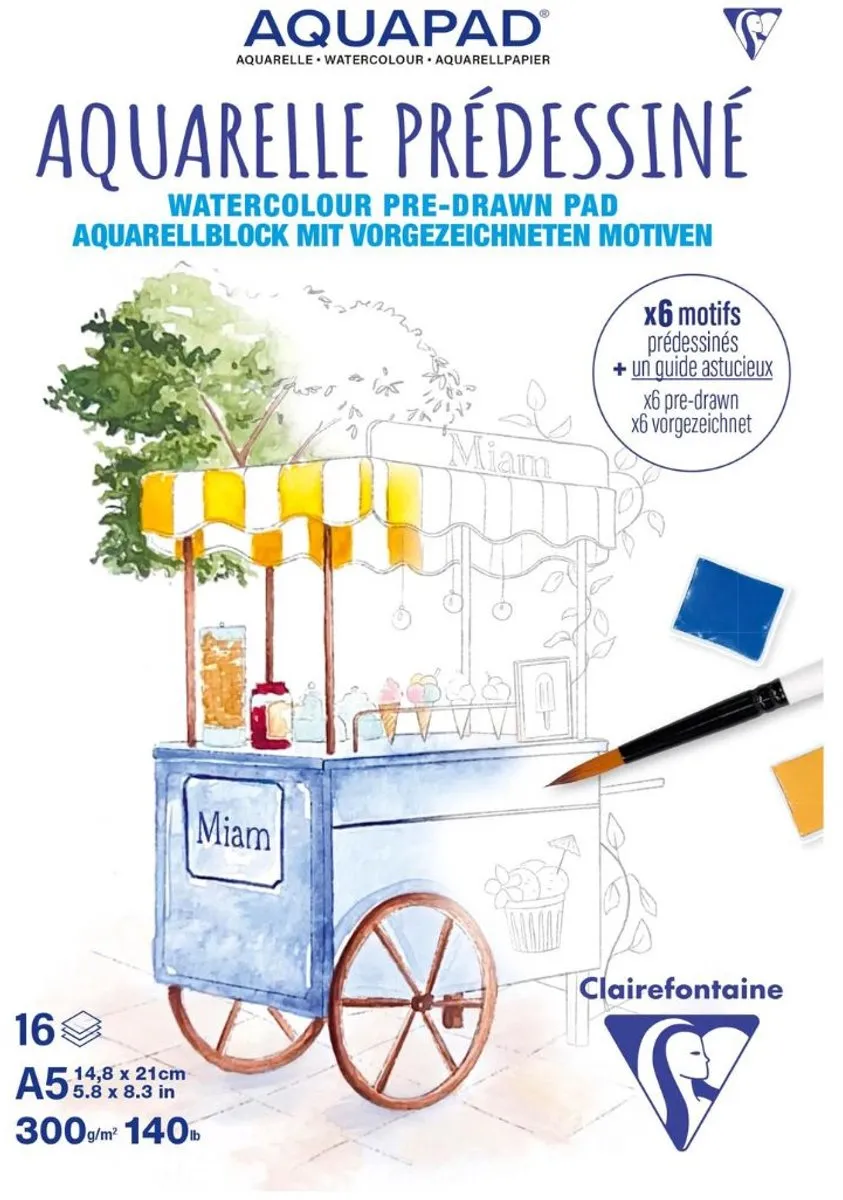 Clairefontaine Aquapad Aquarelpapier A5 300g - 15 vellen Wit