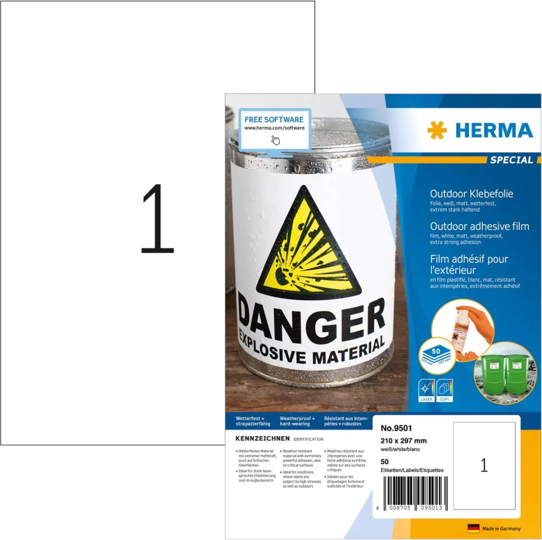 Herma Outdoor Adhesive Film 9501 210x297 50 sheets 50 pcs.