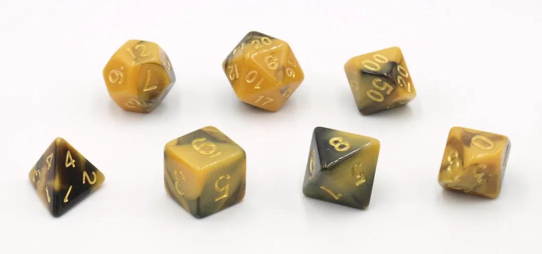 HOT Games Dobbelstenen Set 7 Stuks - Zwart/Geel