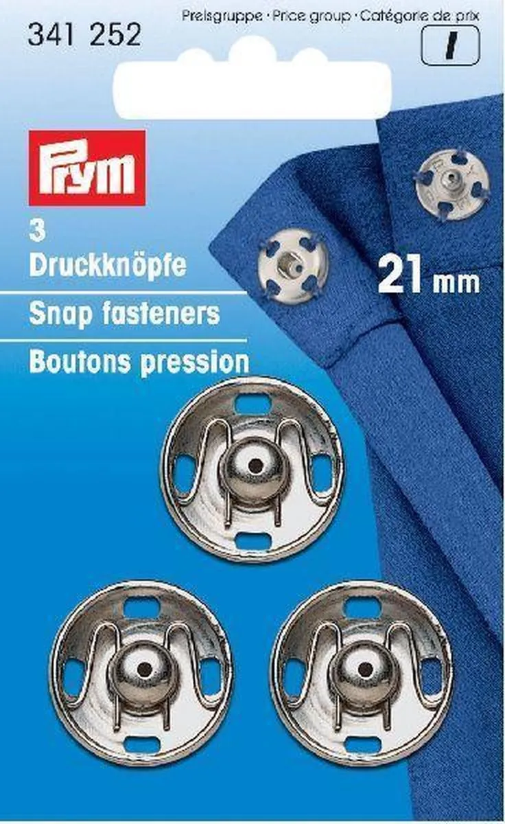 Aannaaidrukknopen 21 mm zilverkleurig 3 st. - Aannaaidrukknopen - Prym