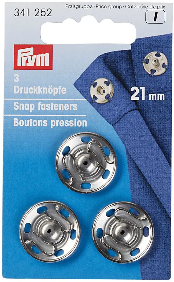 Aannaaidrukknopen 21 mm zilverkleurig 3 st. - Aannaaidrukknopen - Prym