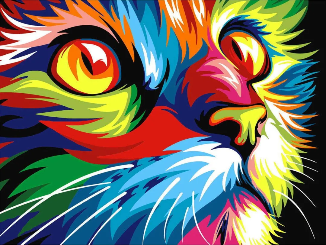 Toi-Toys Diamond Painting Kleurrijke Kat 50x40cm