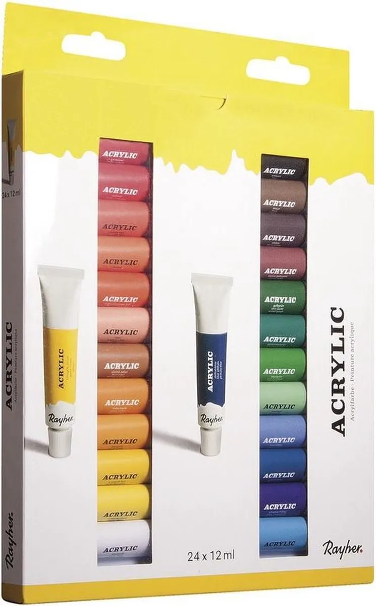 Rayher Acrylverf Set 24 Kleuren 12ml - Multi