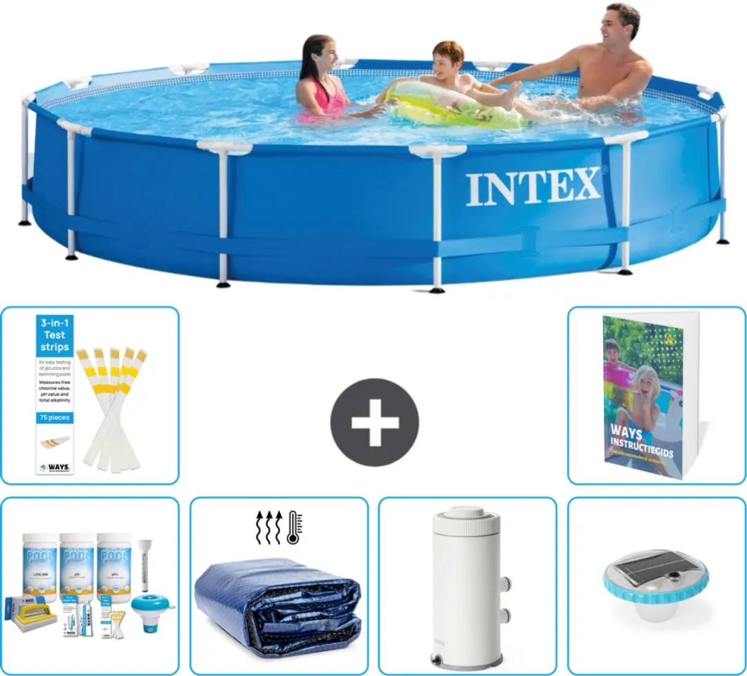 Intex 28210NP-Blauw Rond Frame Zwembad 366x76cm - Blauw