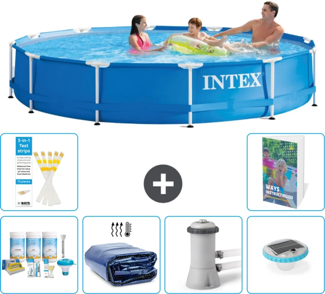 Intex 28210NP-Blauw Rond Frame Zwembad 366x76cm