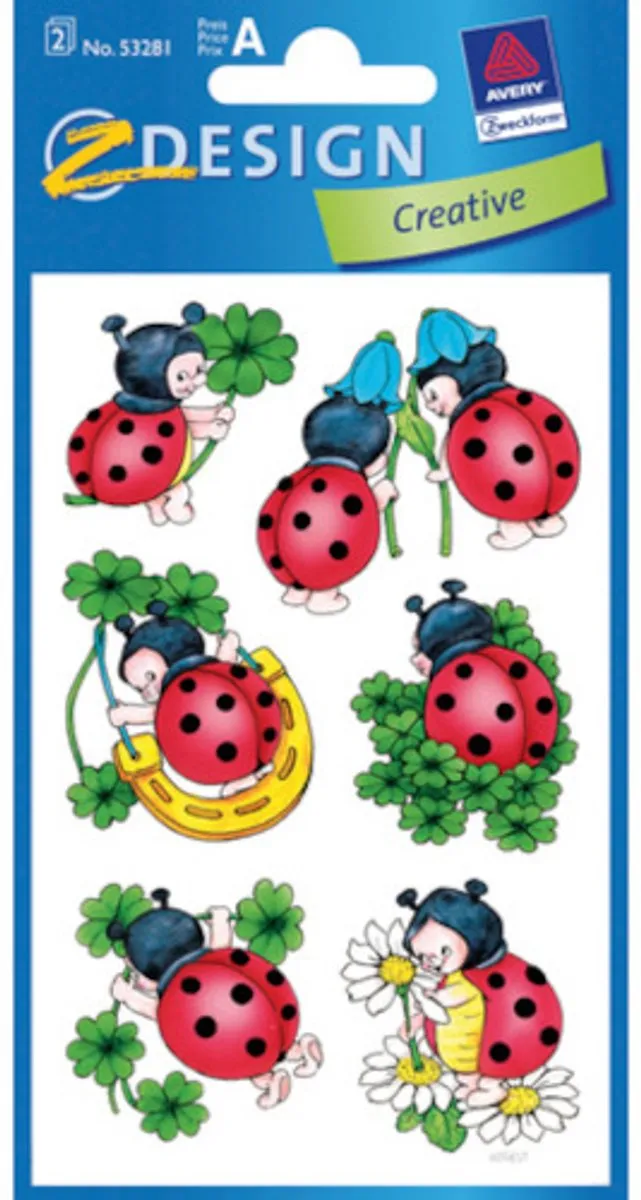 Avery Stickervel Lieveheersbeestje 12-delig - 7,6x12cm - Rood/ Groen