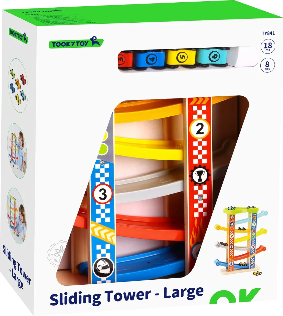 Tooky Toy Speelgoed Toren - 8-delig Montessori Houten Speelgoed - Meerkleurig