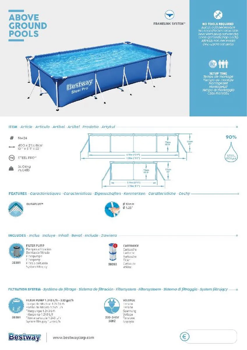 Intergard Zwembad 400x211x81cm - 5700L - Groen