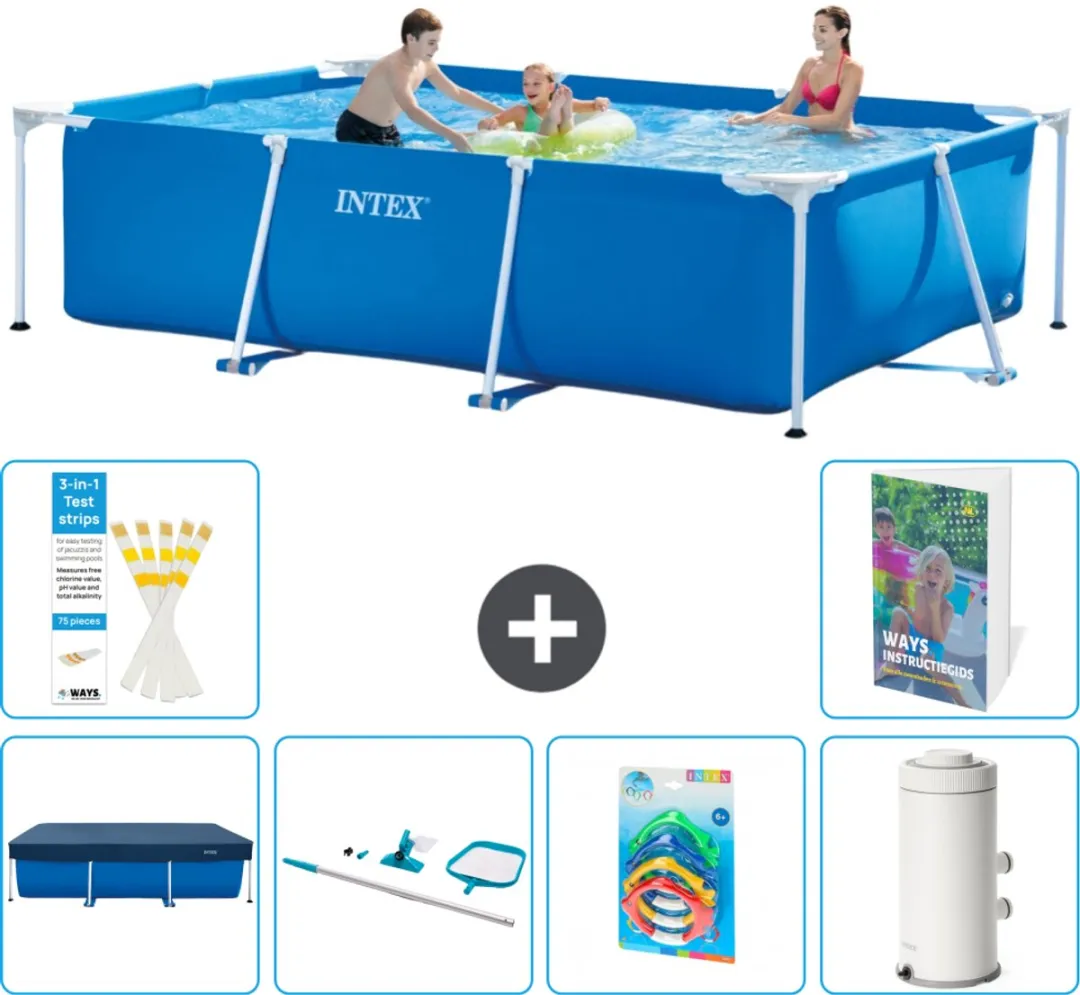 Intex Rechthoekig Frame Zwembad 300x200x75cm - Blauw - 7-delig