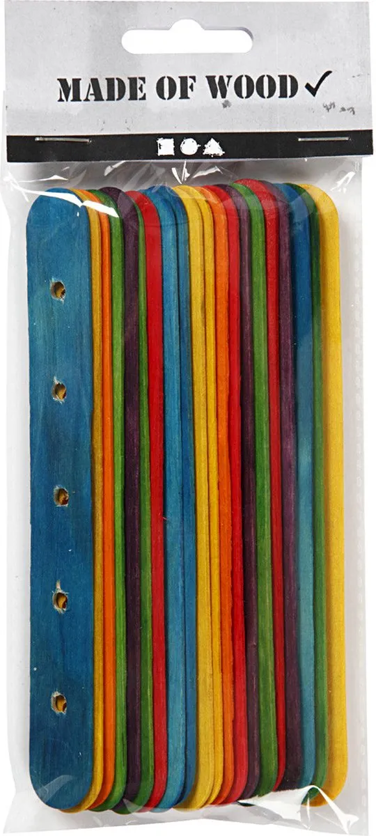 Creativ Company Constructiehoutjes 1,8x15cm - 20 Stuks Multicolor