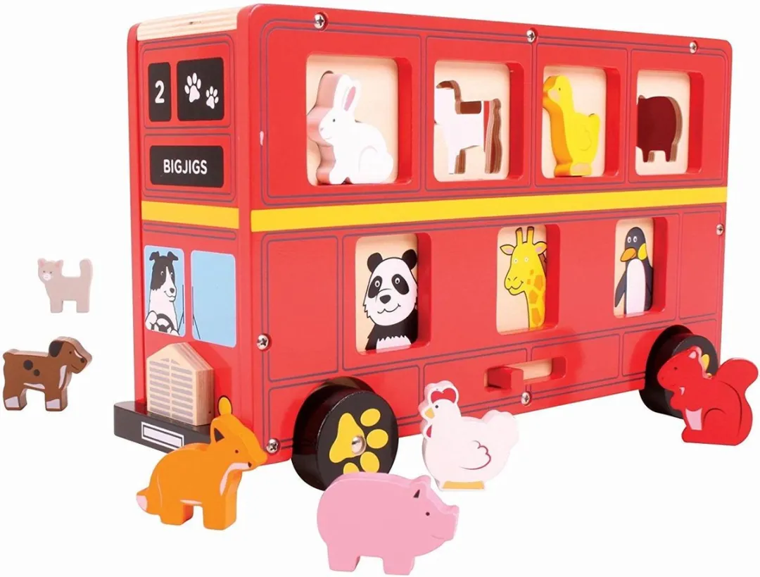 BIGJIGS Vormenstoof Dierenbus BJ692 - Meerdere kleuren