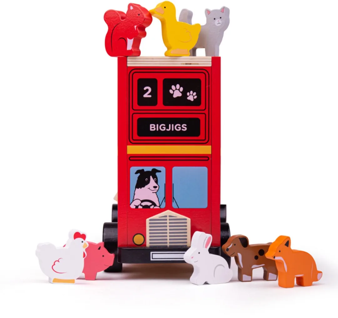 BIGJIGS Vormenstoof Dierenbus BJ692 - Meerdere kleuren
