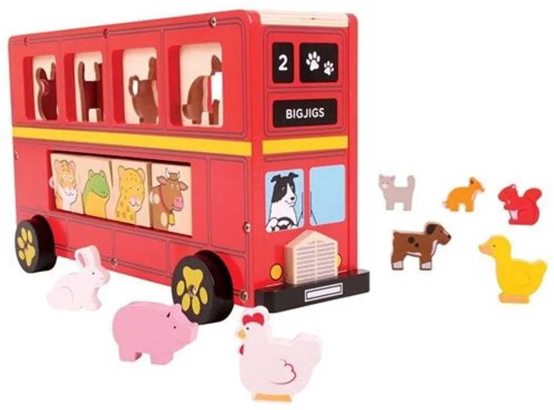 BIGJIGS Vormenstoof Dierenbus BJ692 - Meerdere kleuren