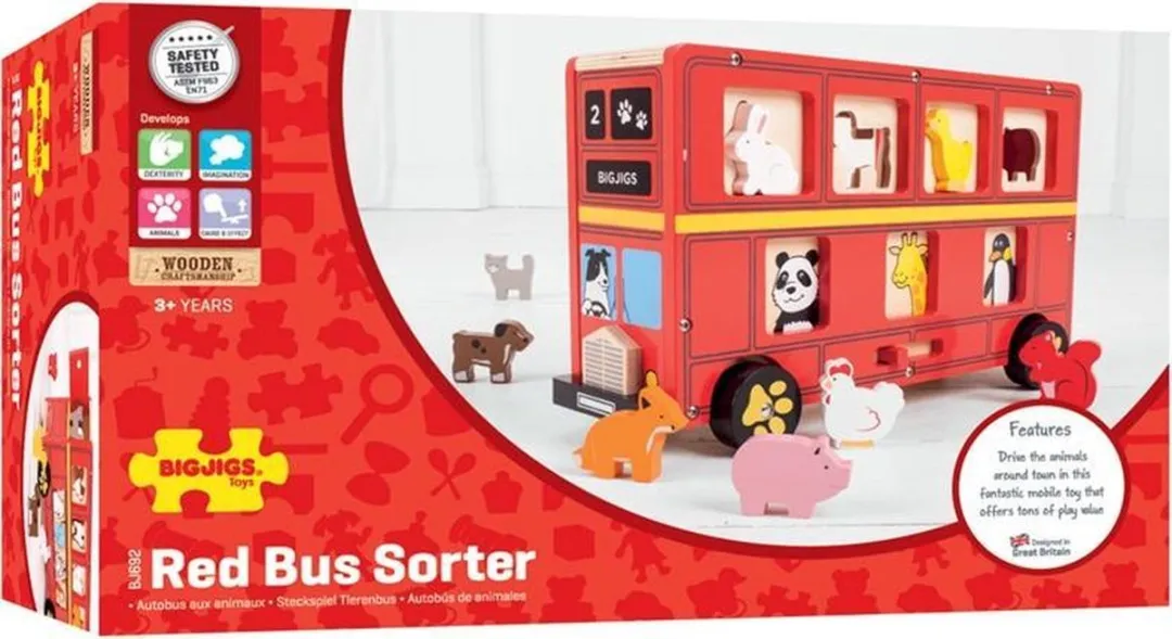 BIGJIGS Vormenstoof Dierenbus BJ692 - Meerdere kleuren
