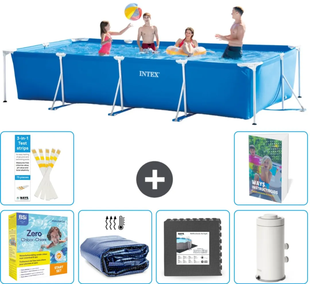 Intex Frame Zwembad 450x220x84cm Blauw - 7-delig