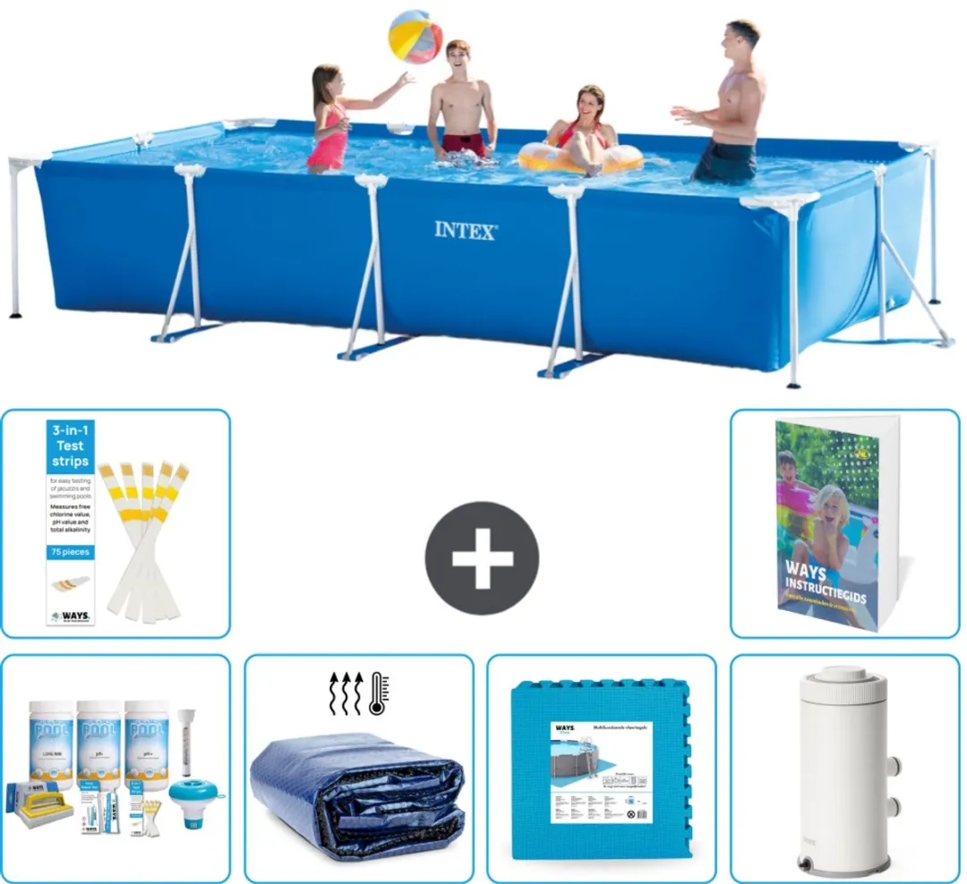 Intex Frame Zwembad 450x220x84cm Blauw - 7-delig