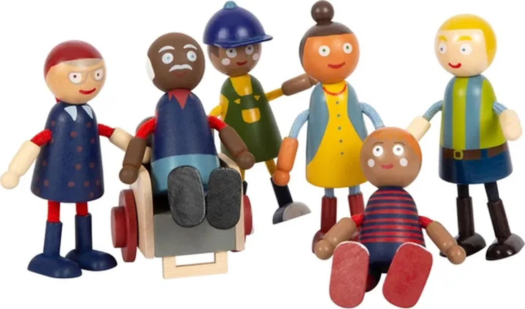 Small Foot Houten Poppenhuis Familie met Rolstoel - 6 Speelfiguren & 6 Meubels