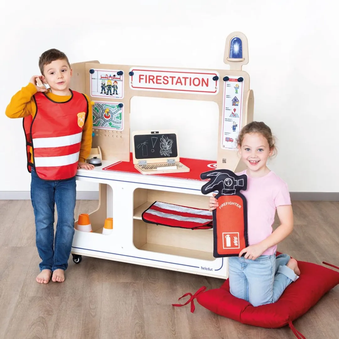 Beleduc Brandweer & Politie Speelstation Houten Set - Multicolor