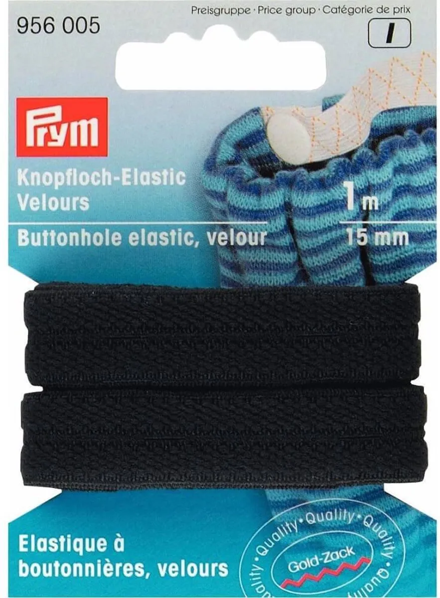 Prym Knoopsgaten Elastiek 15mm - Zwart - 1m - afbeelding 3 van 4