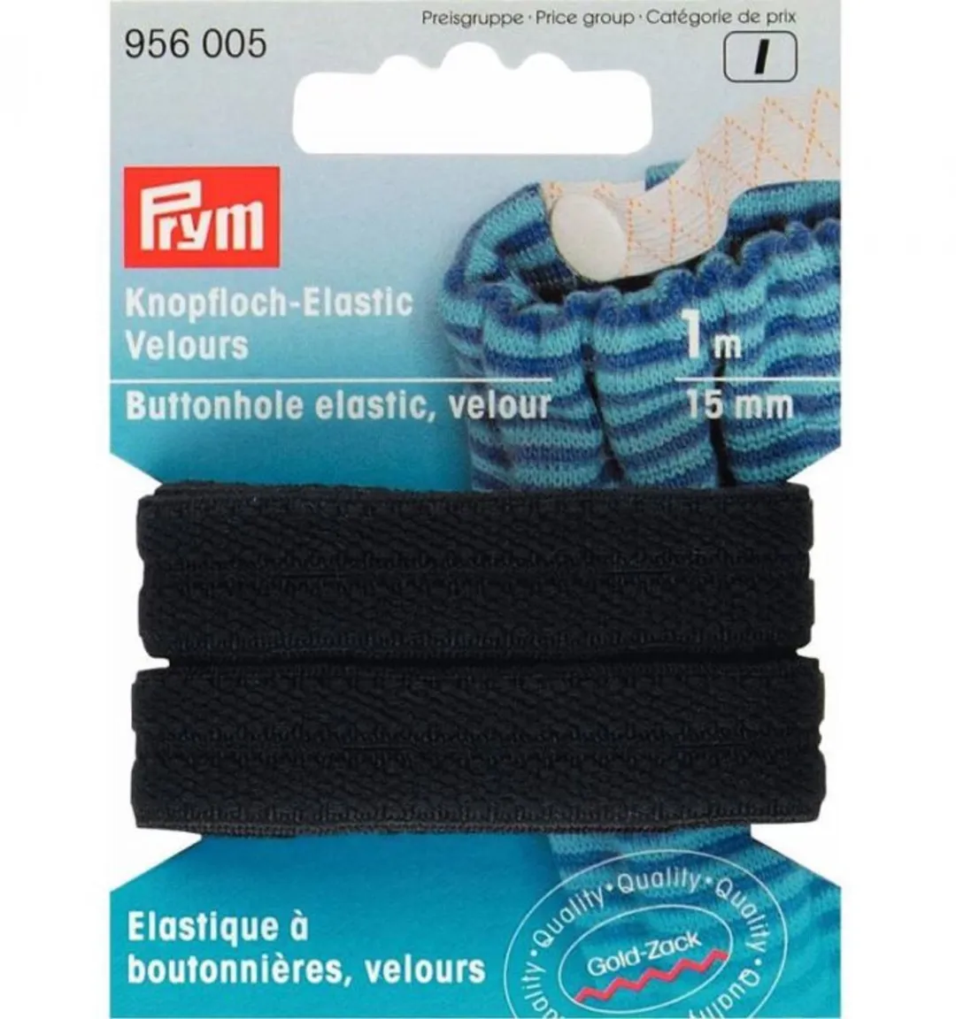 Prym Knoopsgaten Elastiek 15mm - Zwart - 1m - afbeelding 4 van 4