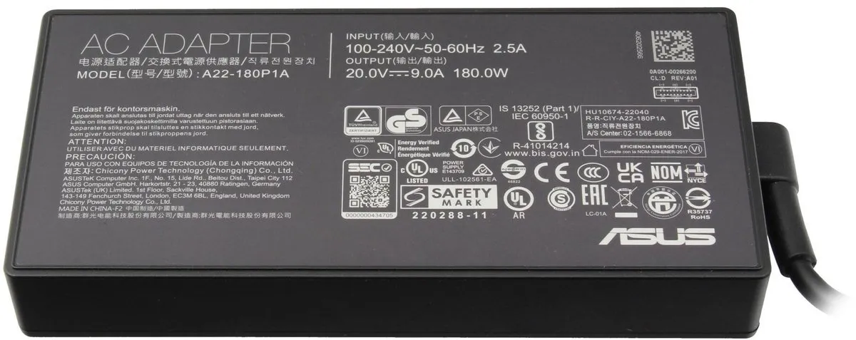 ASUS 0A001-00266400 Oplader 180W - Zwart - afbeelding 6 van 6