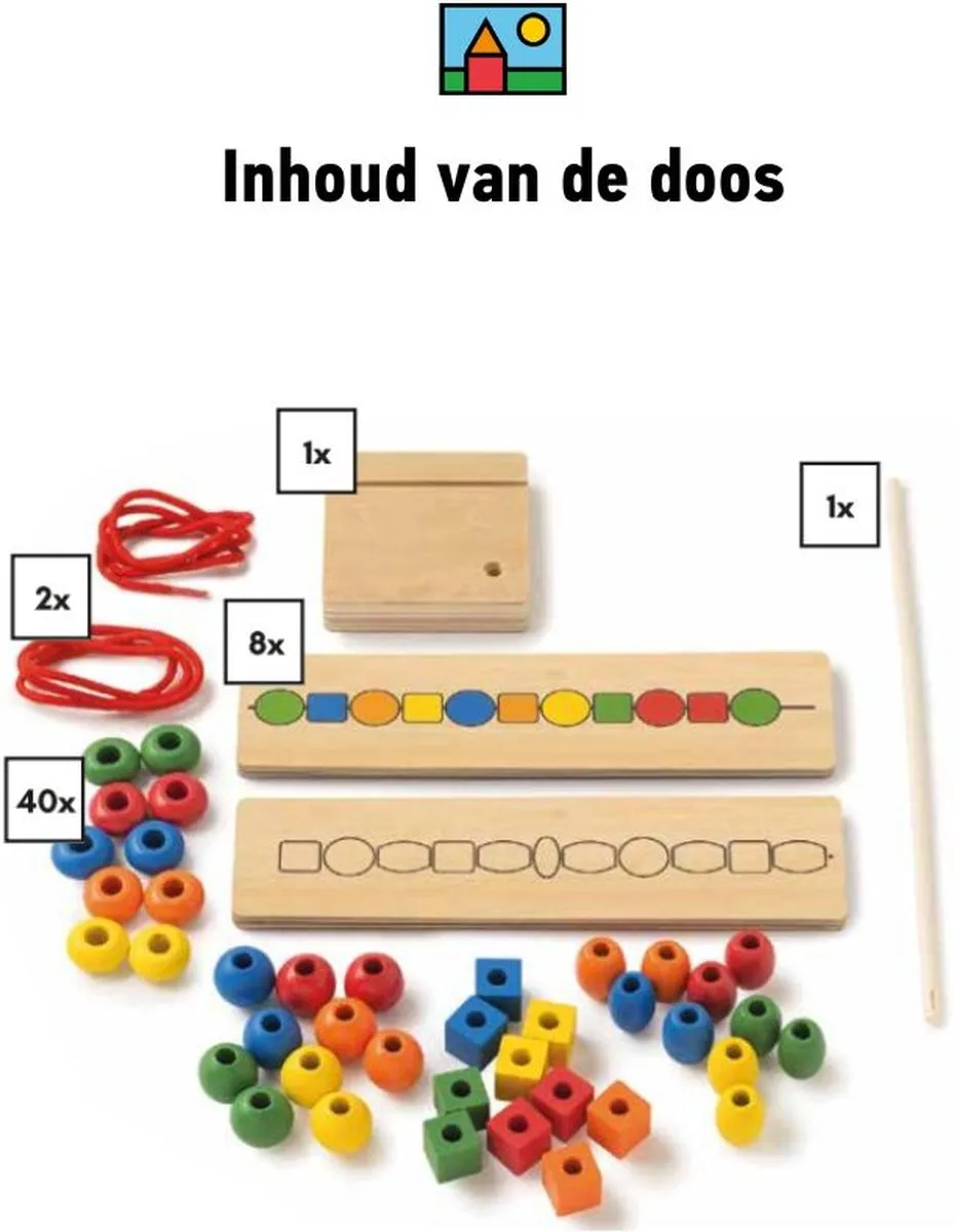 Toys for Life Sorteer de kralen Houten Speelgoed - 40 Kralen - Assorti