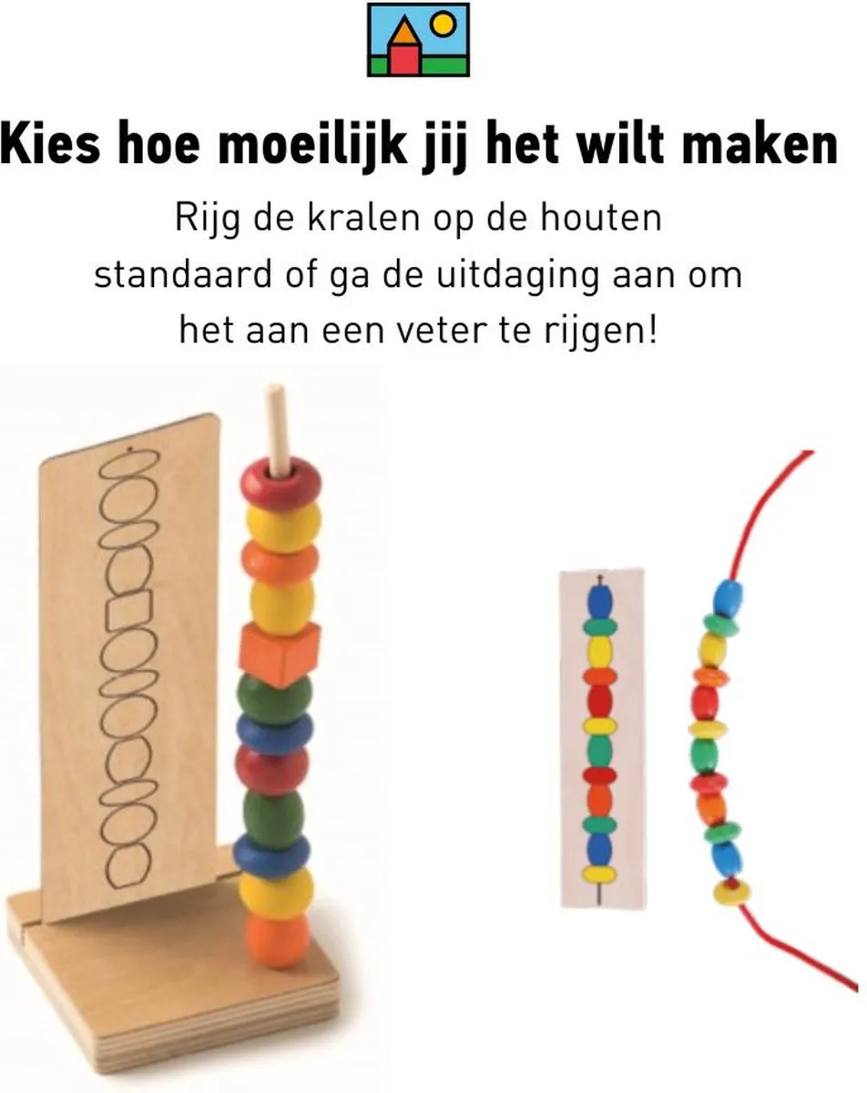 Toys for Life Sorteer de kralen Houten Speelgoed - 40 Kralen - Assorti