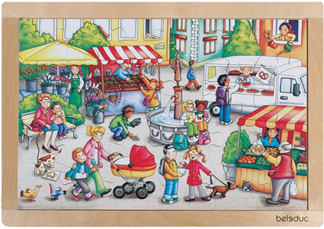 Beleduc Houten Raampuzzel Markt