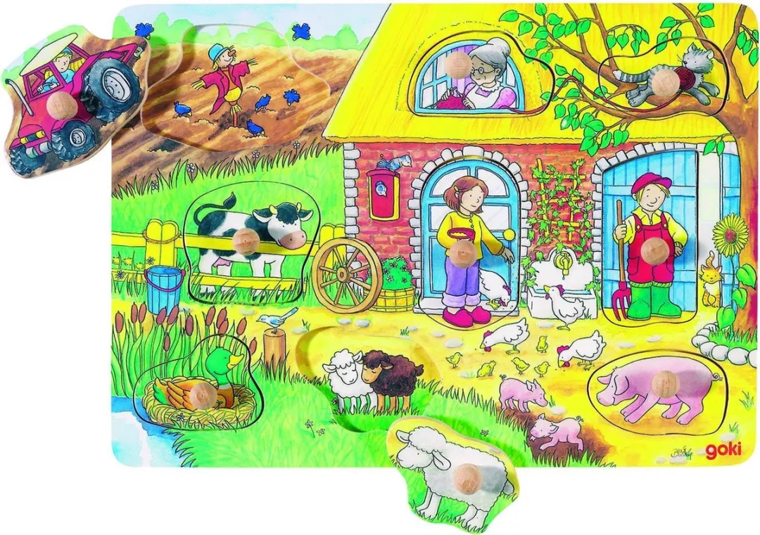 Goki Boerderij Steekpuzzel 10 Stuks