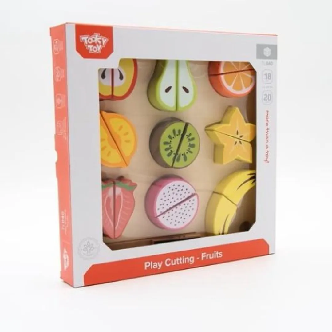 Tooky Toy Snijfruit Set 20-delig - Hout - Multicolor