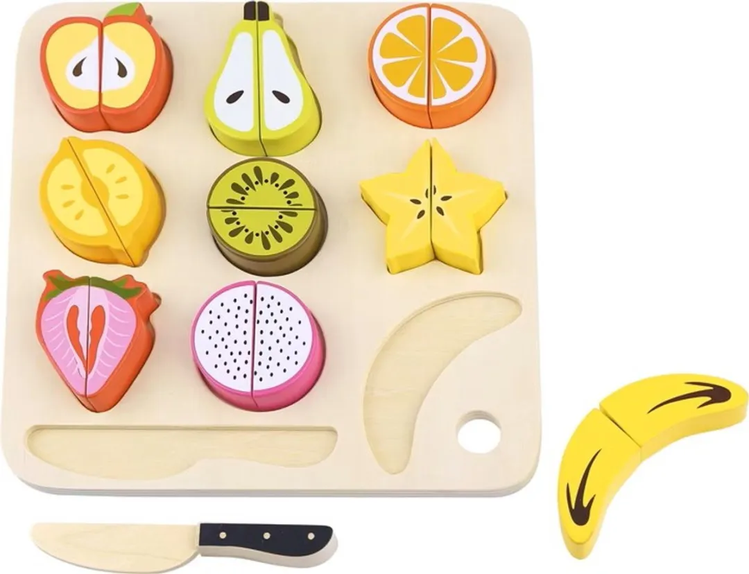 Tooky Toy Snijfruit Set 20-delig - Hout - Multicolor