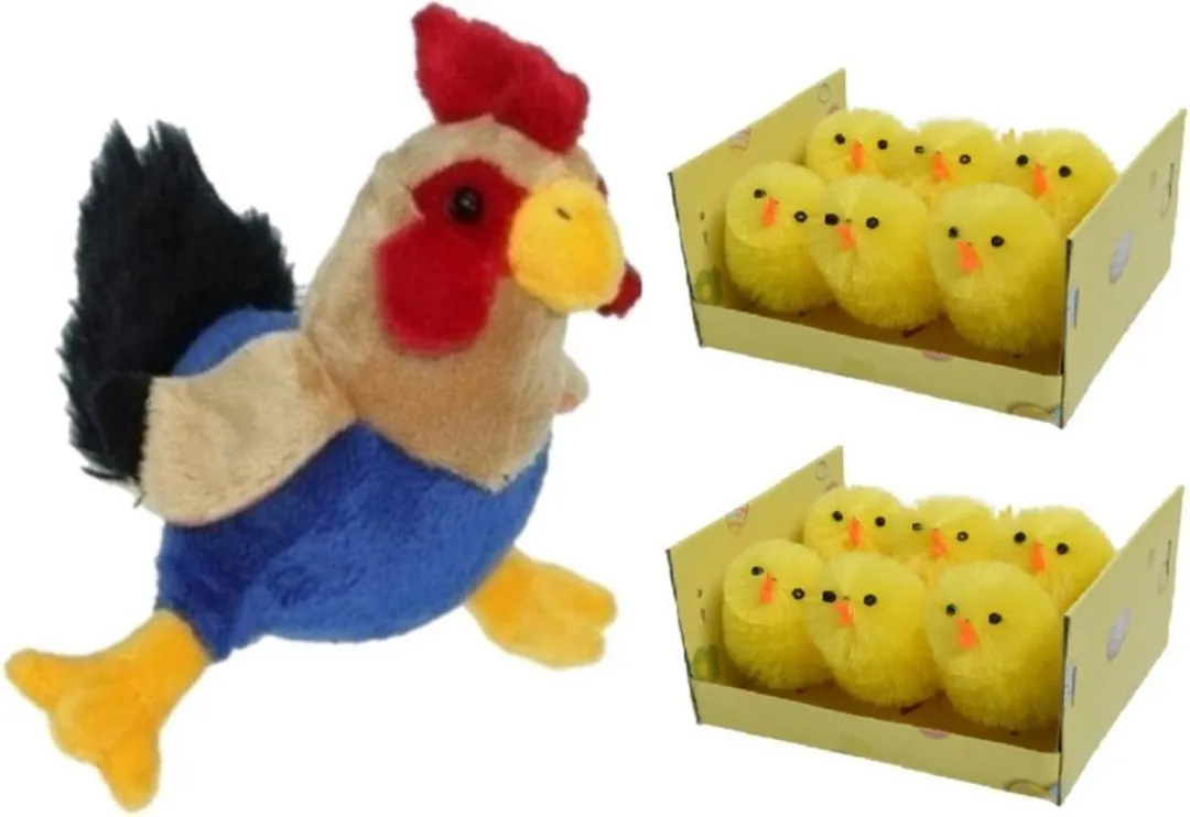 Decoris Pluche Kippen/Hanen Knuffel 20cm