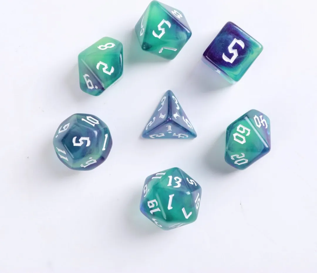 Lapi Toys D&D Dobbelstenen Set 7-delig - Acryl - Blauw/ Groen