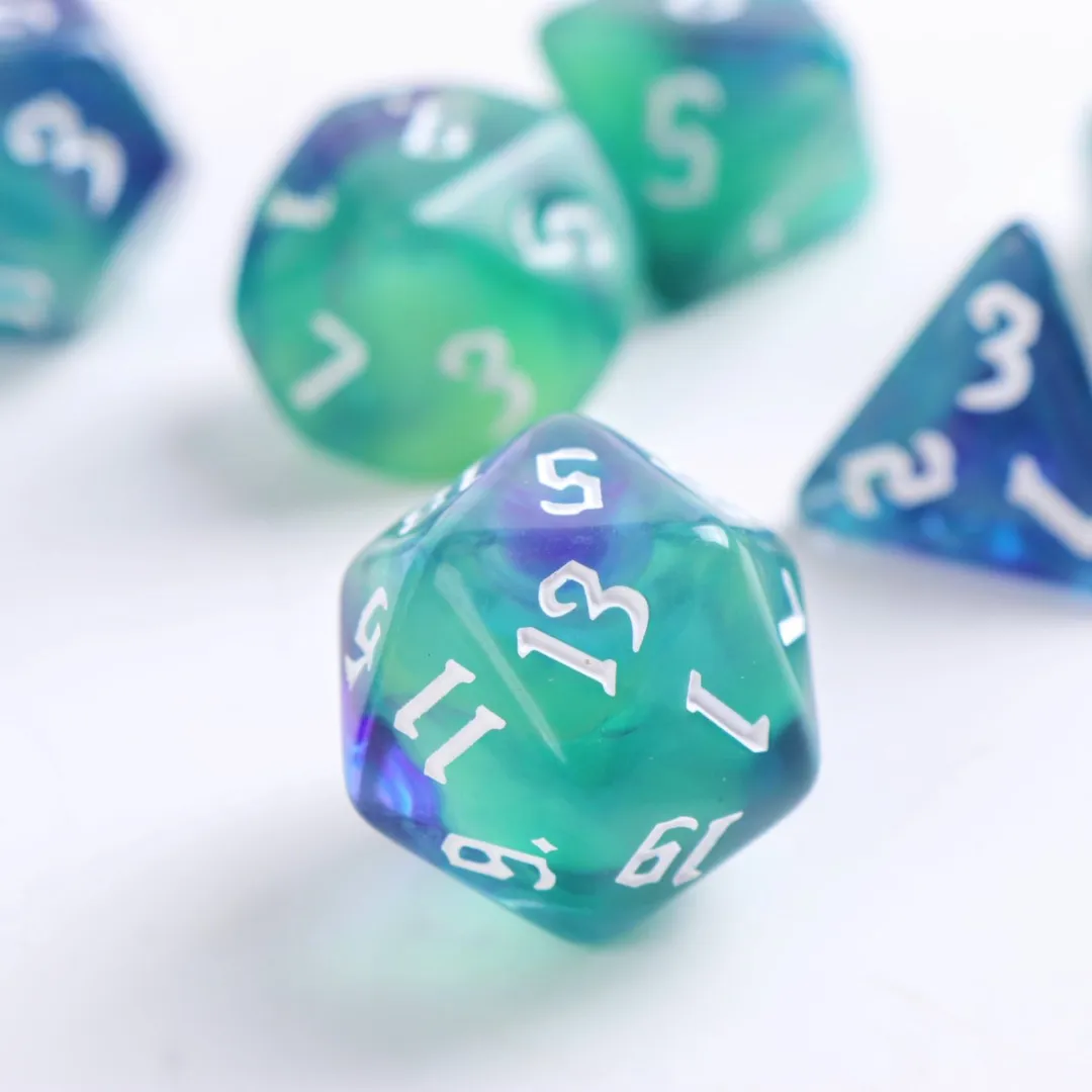 Lapi Toys D&D Dobbelstenen Set 7-delig - Acryl - Blauw/ Groen