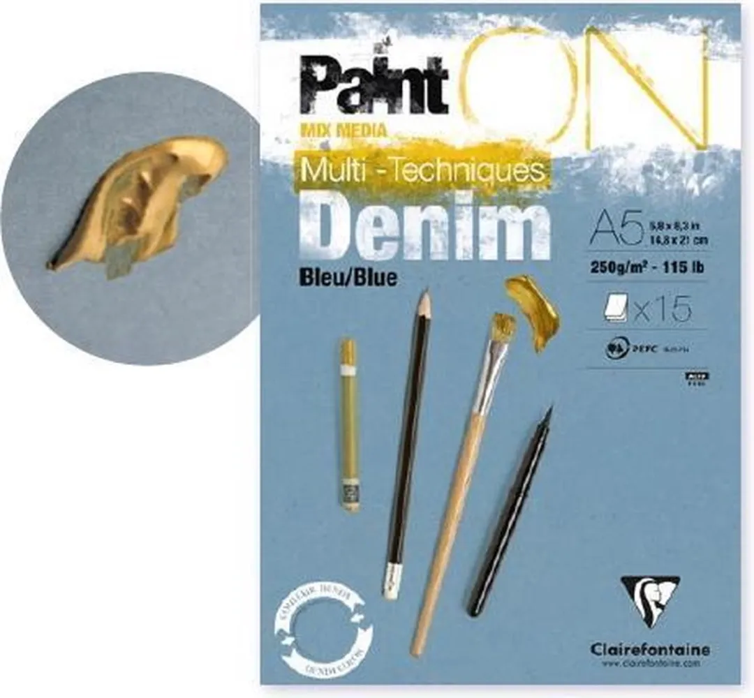 Clairefontaine Paint ON Multi-Techniek Pad A3 Blauw 15 vel