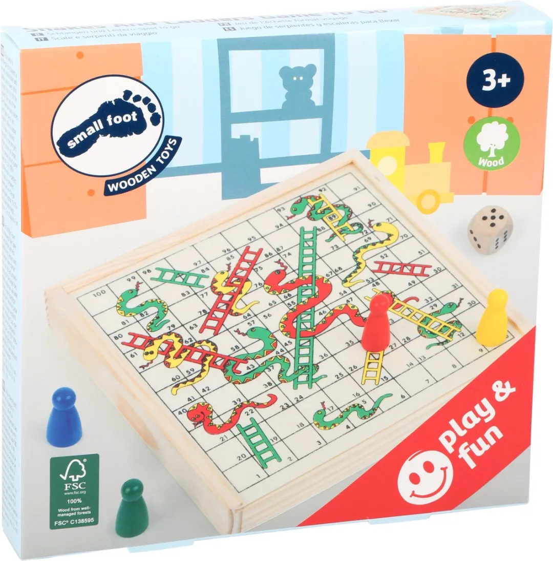 Small Foot Snakes and Ladders Game To Go - 2-4 Spelers
