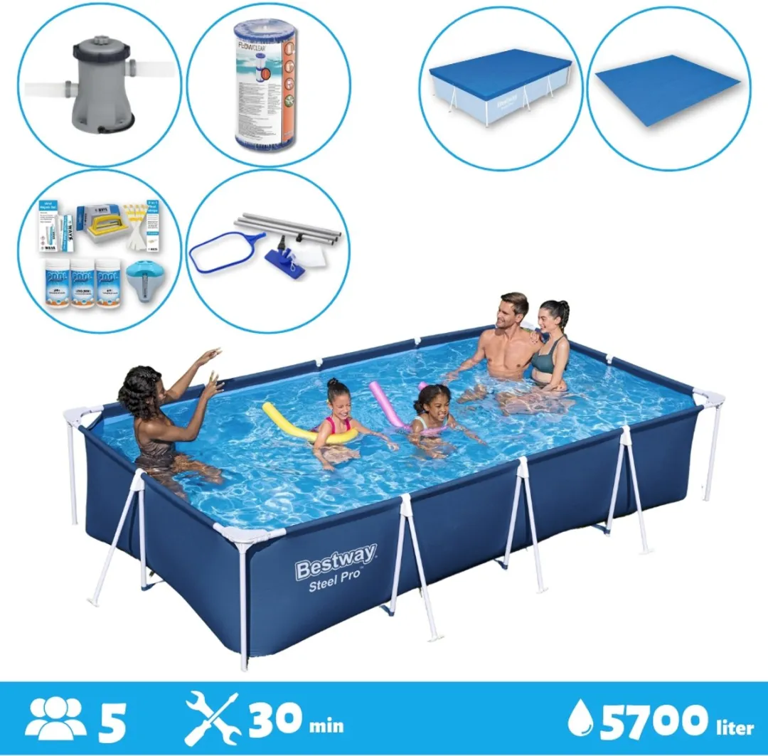 Bestway Steel Pro Zwembad 400x211x81cm - Blauw - MPN 56424-Blauw