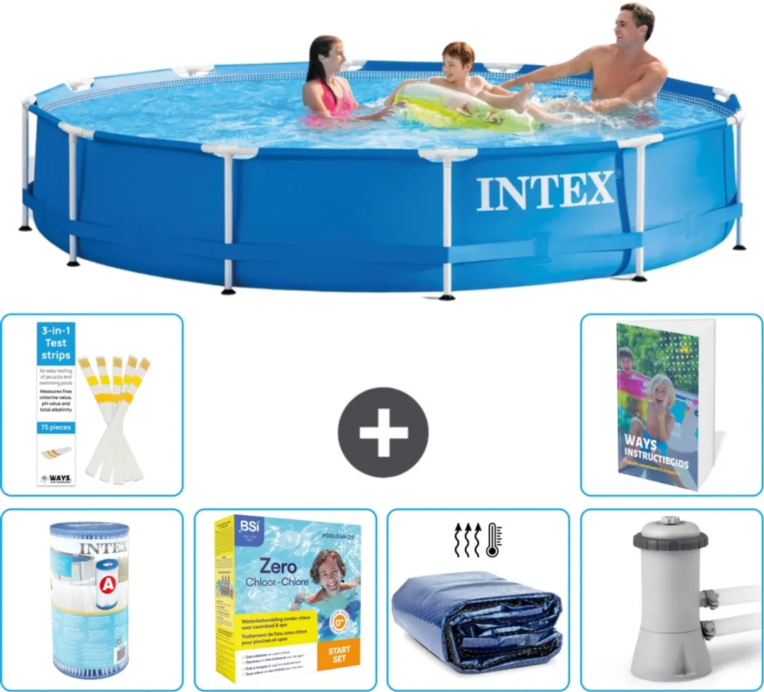 Intex 28210NP-Blauw Rond Frame Zwembad 366x76cm - Blauw