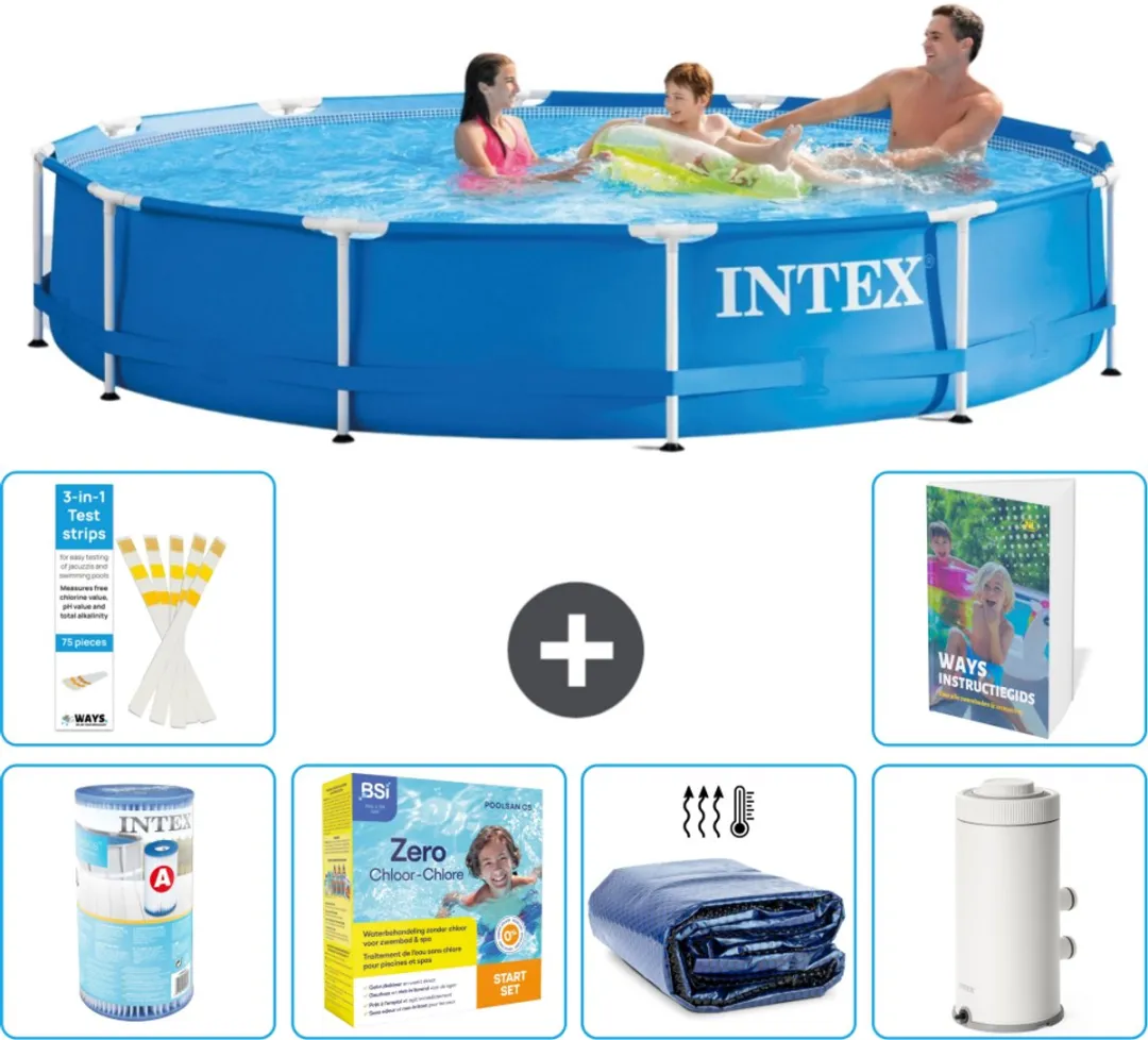 Intex 28210NP-Blauw Rond Frame Zwembad 366x76cm